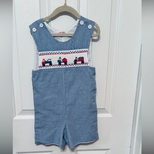 Orient Express Vintage   Smoked Embroidered Baby Boy Romper Size 5